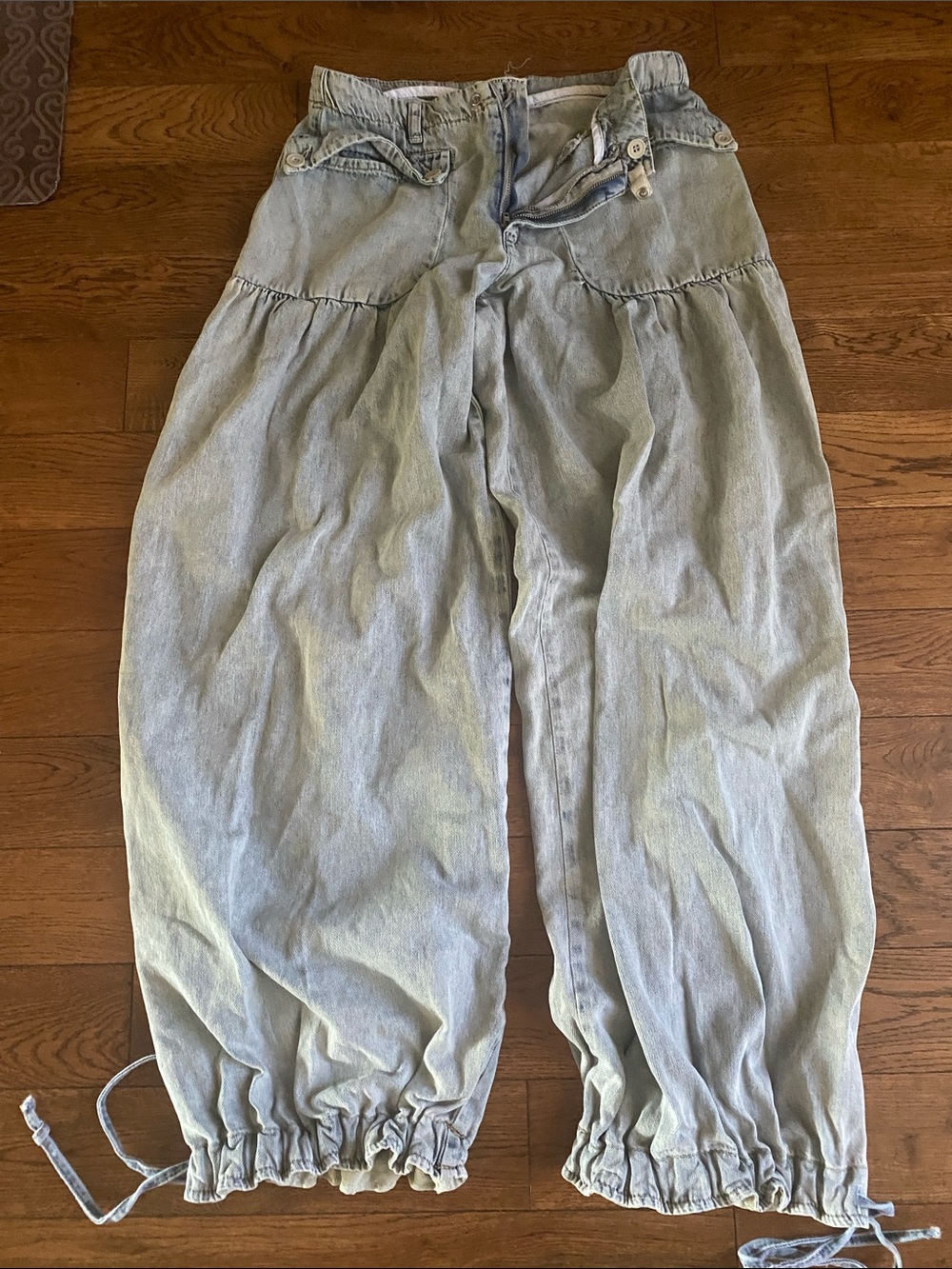 We The Free Light Blue Cargo Jeans with Drawstring Hems28